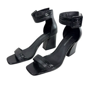 Donald J. Pliner Black Snakeskin-Texture Ankle Strap Sandals